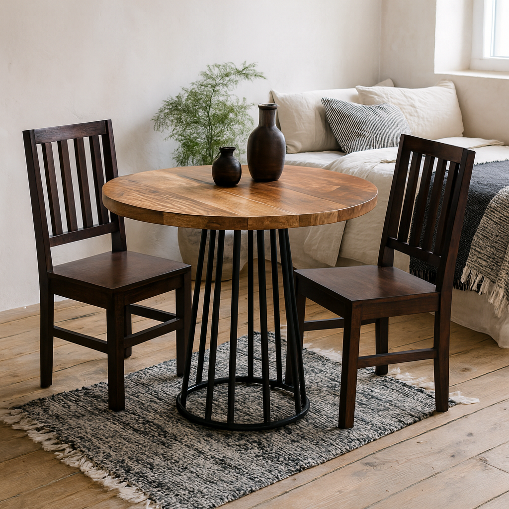 Seattle Reclaimed Wood and Metal Round Dining Table