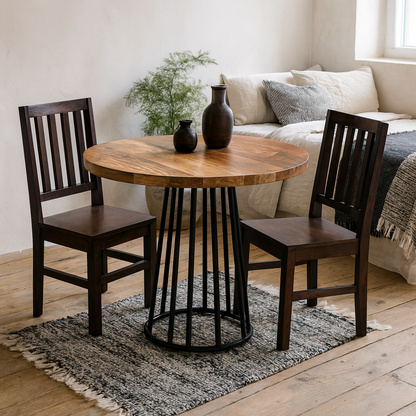 Seattle Reclaimed Wood and Metal Round Dining Table