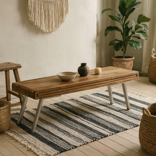 Los Angeles Reclaimed Wood Dining Bench with Metal Legs