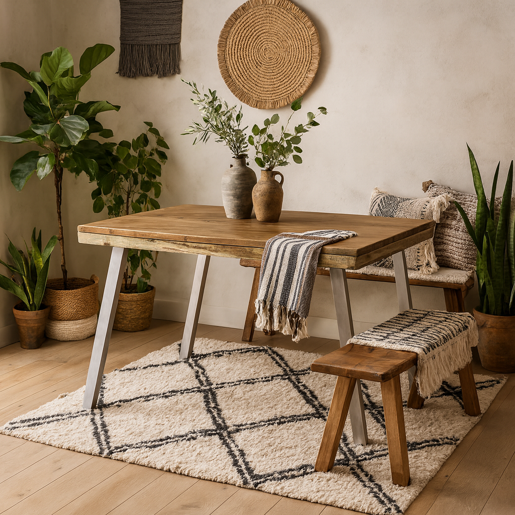 Los Angeles Reclaimed Wood and Metal Modern Dining Table