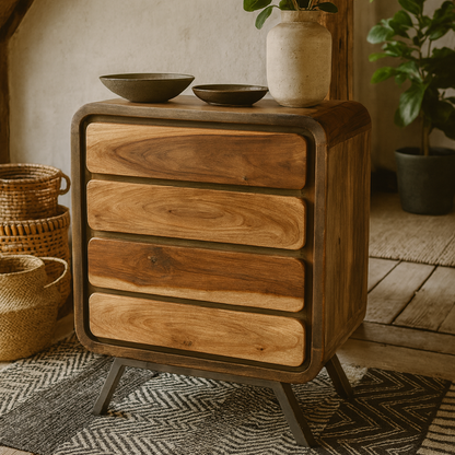 Los Angeles Reclaimed Wood and Metal 4 Drawer Wide Storage Chest