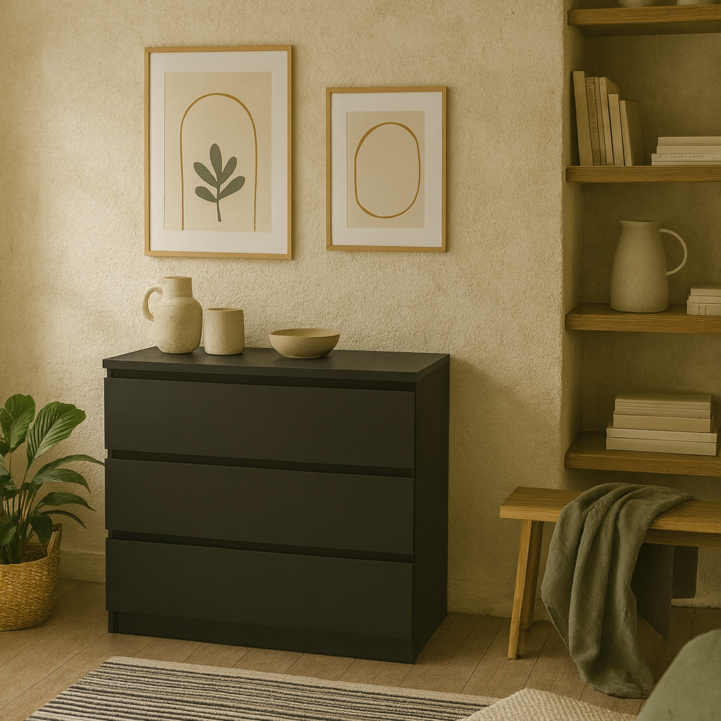 Budapest Matt Black Wooden Chest 3 Drawers