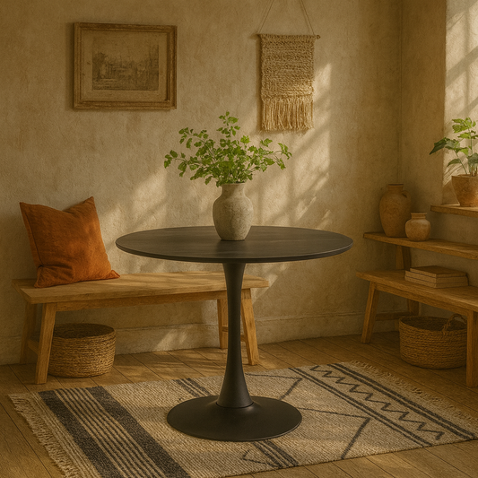 Cloverfern Black Ceramic Round Dining Table