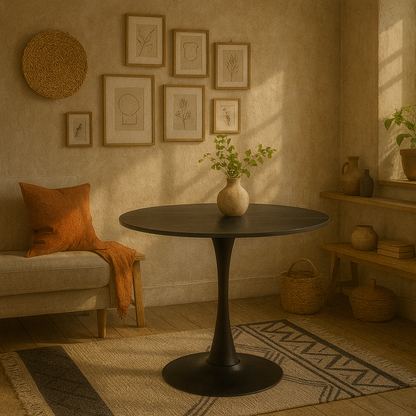 Cloverfern Black Ceramic Round Dining Table