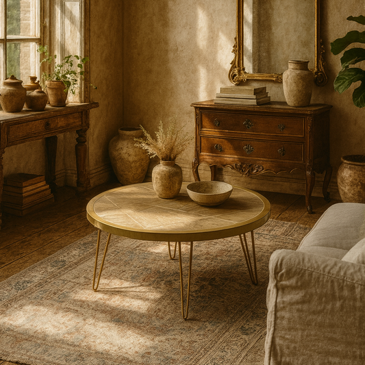 Bali Light Gold Round Dining Table