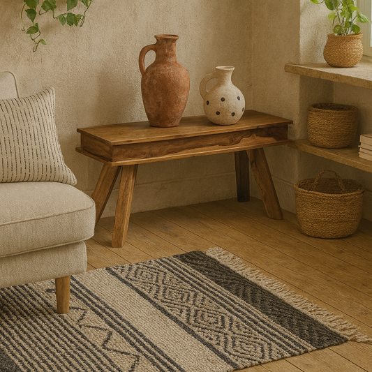 New York 100cm Natural Sheesham Wood Dining Bench