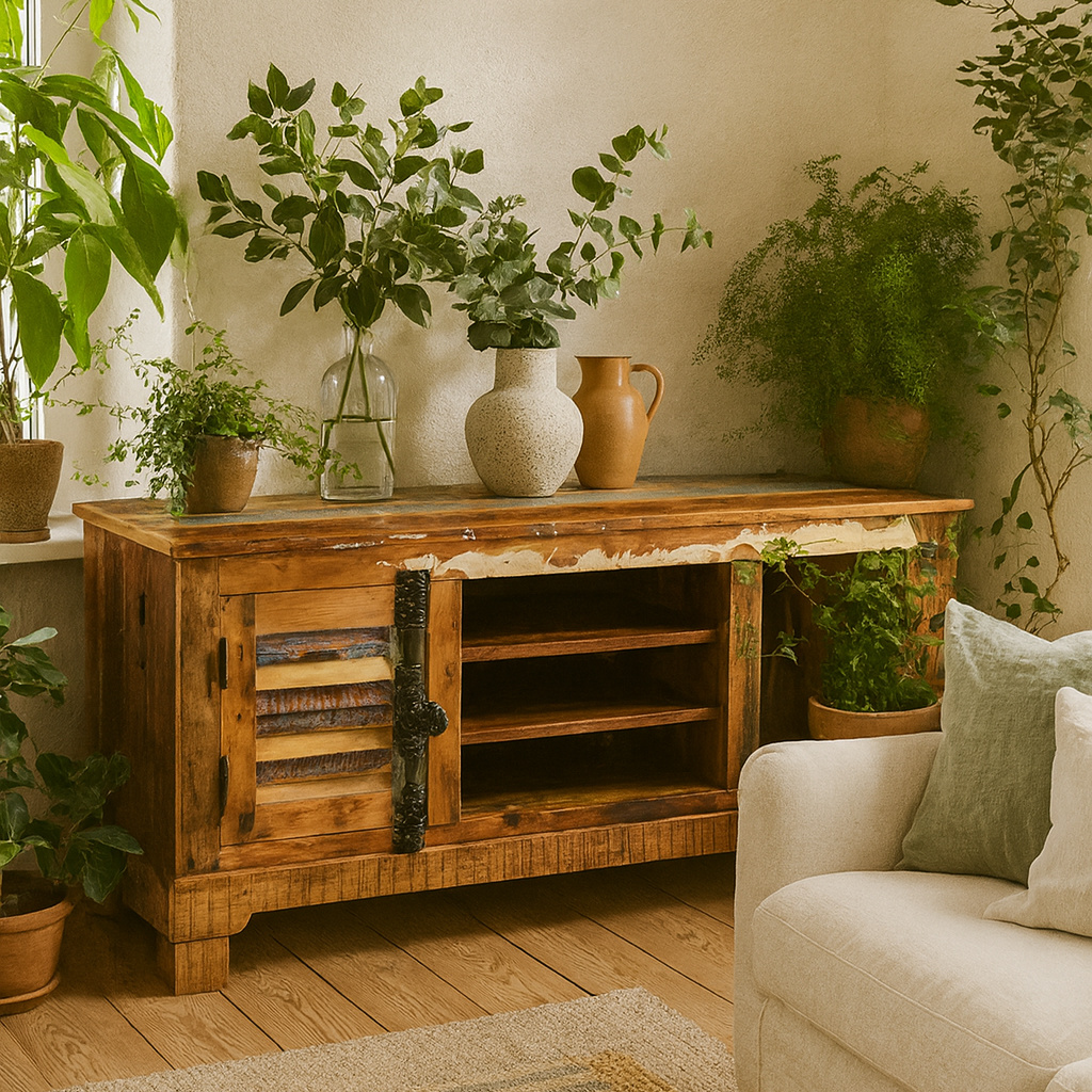 Seattle Reclaimed Wood TV Cabinet 2 Doors 2 Shelves