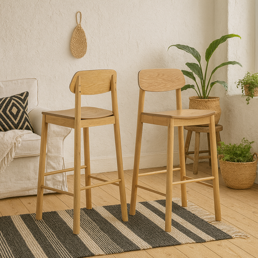 Set of 2 Quietwood Oak Bar Stools