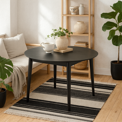 Shanghai Black Wooden Round Extending Dining Table