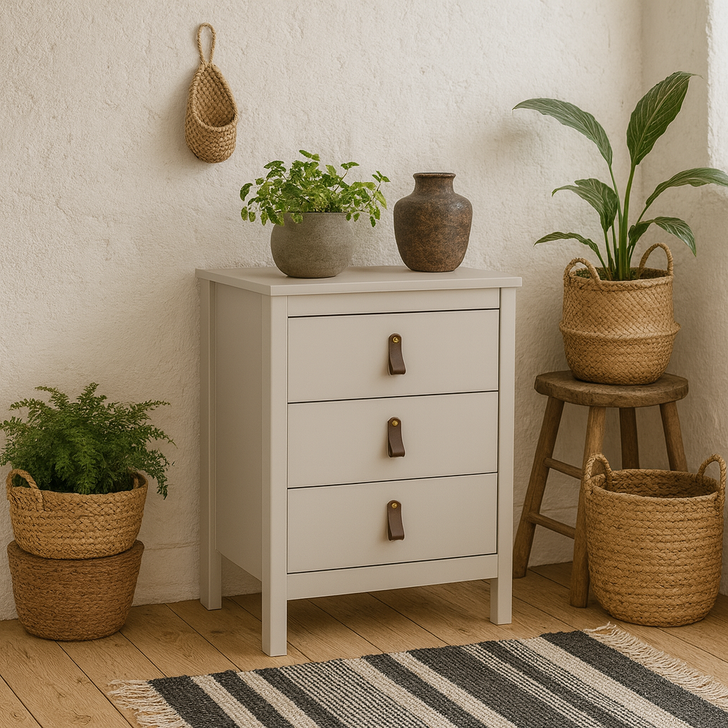 Wildberry Cashmere Bedside Table 3 Drawers