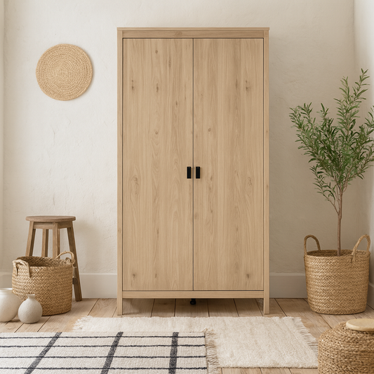 Wildberry Natural Oak Wood Wardrobe 2 Doors
