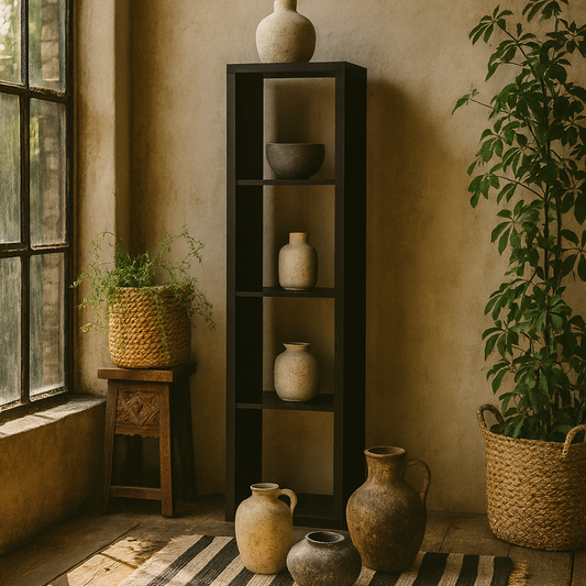 Shanghai Matt Black 4x1 Storage Unit 4 Shelves