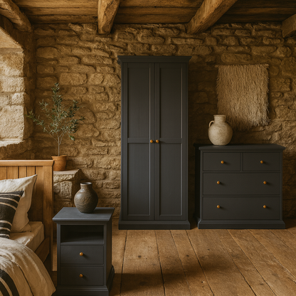 Osaka 3 Piece Farmhouse Bedroom Furniture Set Grey Wooden