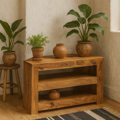 Manila Light Mango Wood Open Corner TV Unit