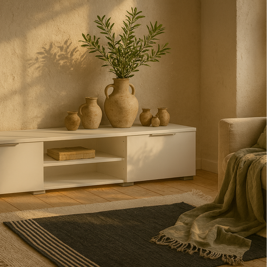 Amberfield High Gloss White TV Unit 2 Drawers 2 Shelf