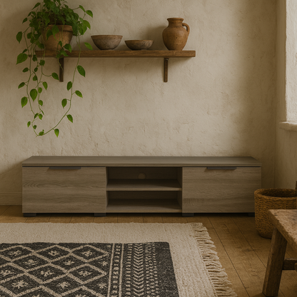 Amberfield Truffle Oak Wood TV Unit 2 Drawers 2 Shelf