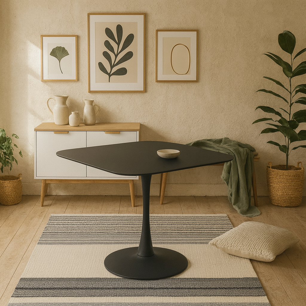 Cloverfern Black Ceramic Square Dining Table