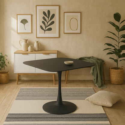 Cloverfern Black Ceramic Square Dining Table