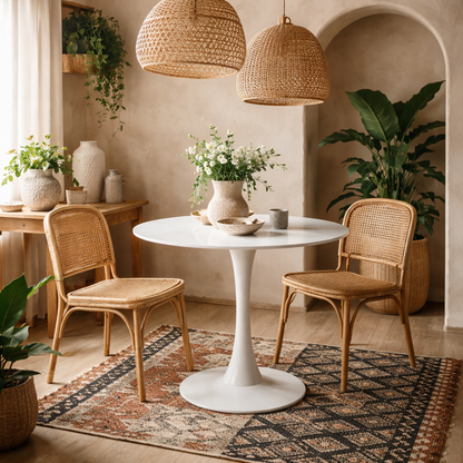 Cloverfern White Ceramic Round Dining Table