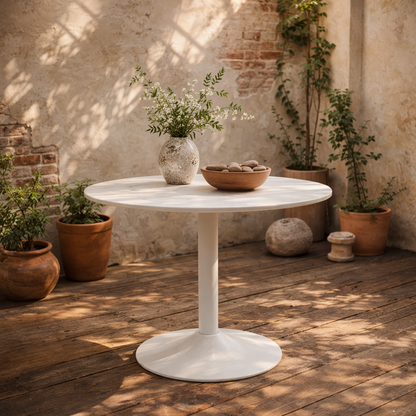 Cloverfern White Ceramic Round Dining Table