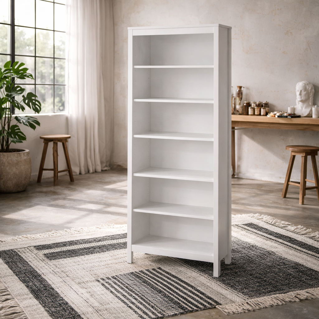 Wildberry Matt White Wooden Bookcase 5 Shelves