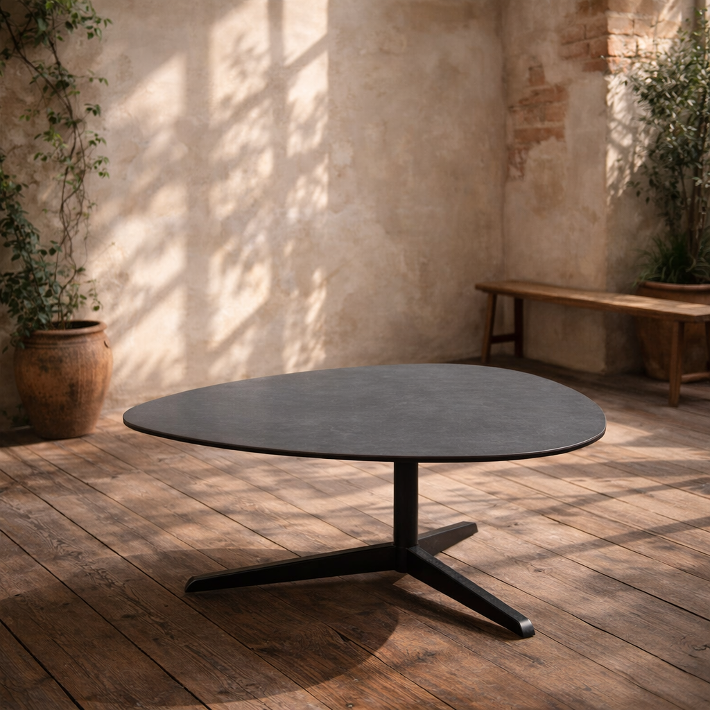 Brackenhill 85cm Black Ceramic Leaf Shaped Coffee Table