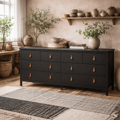 Wildberry Matt Black Double Dresser 8 Drawers