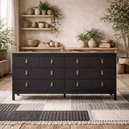 Wildberry Matt Black Double Dresser 8 Drawers