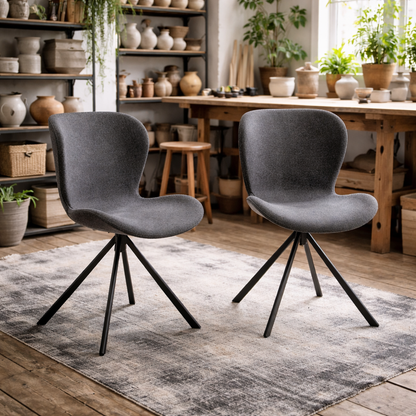 Set of 2 Acord Dark Grey Upholstered Swivel Dining Chairs