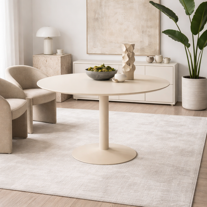 Ars Cream Round Dining Table Trumpet Base