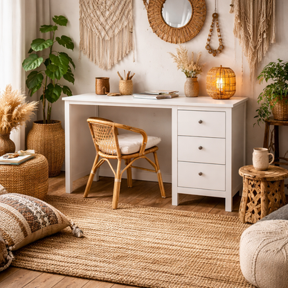 Gossmere White Office Desk 3 Drawers