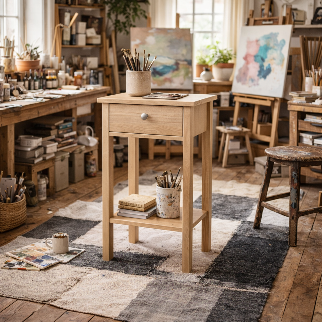 Gossmere Hickory Oak Effect Bedside Table 1 Drawer