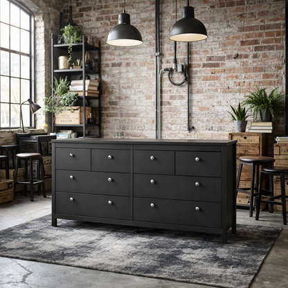 Gossmere Matt Black Large Chest 8 Drawers