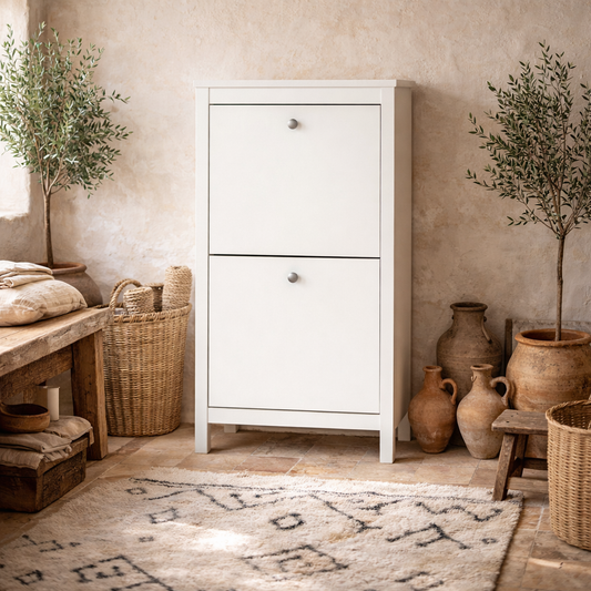 Gossmere White Shoe Cabinet 2 Doors