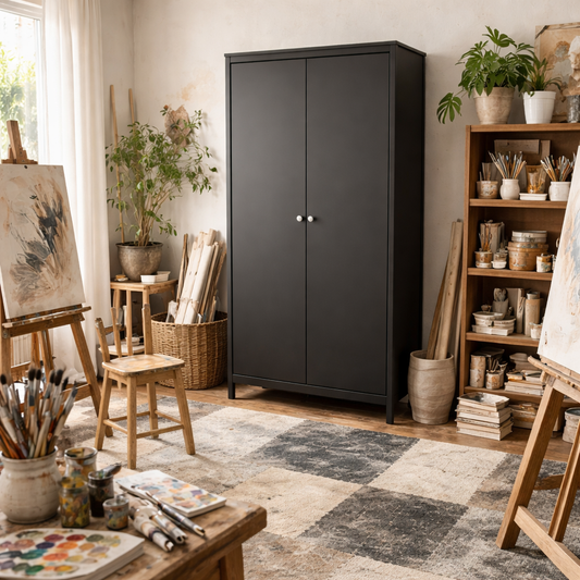 Gossmere Matt Black Wardrobe 2 Doors