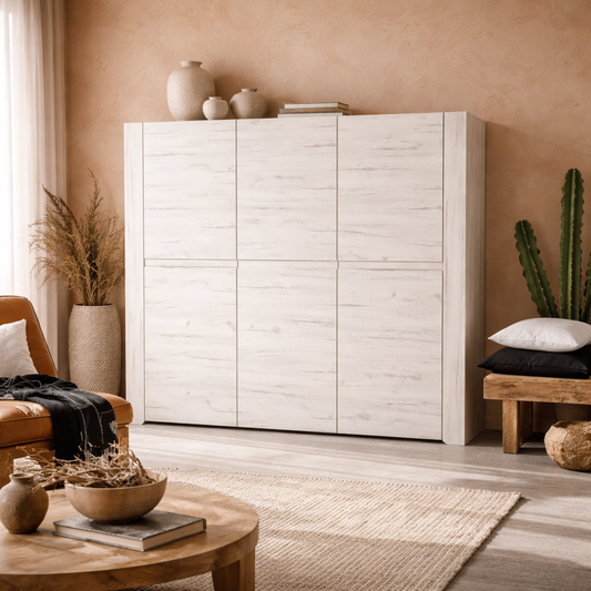 Norwich Aged Effect Soft Grey Wood Veneer 3 Door Wardrobe