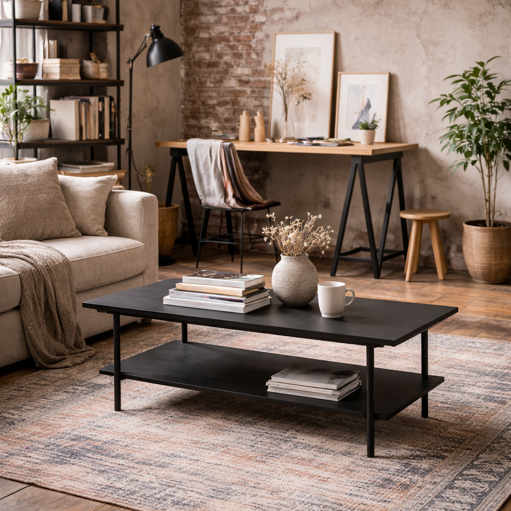 Cambridge Black Coffee Table Bottom Shelf