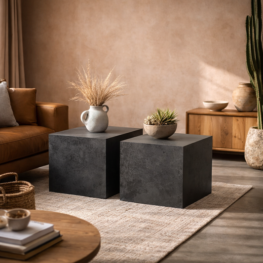 Munkebo Black Square Coffee Table Set of 2