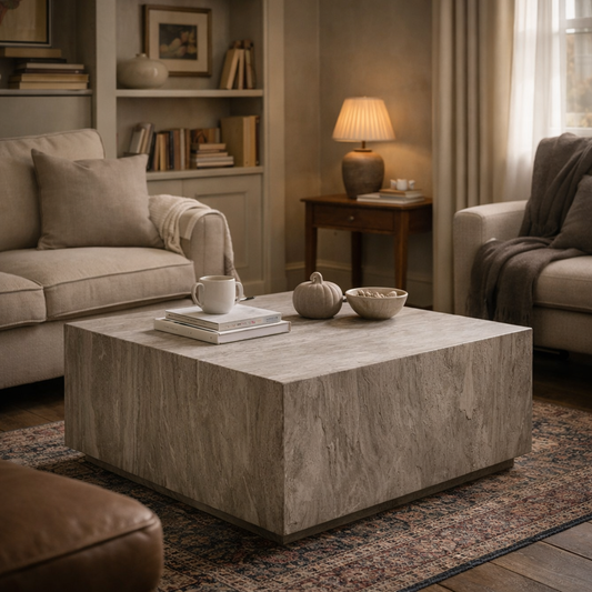 Munkebo Grey Marble Square Coffee Table