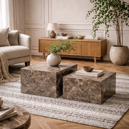 Munkebo Light Brown Square Coffee Table Set of 2