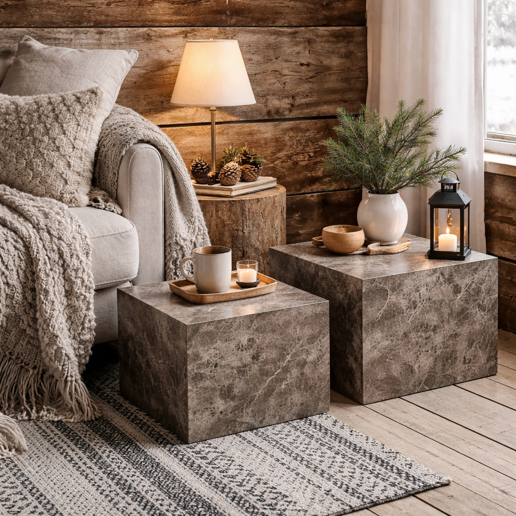 Munkebo Light Brown Square Coffee Table Set of 2