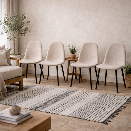 Set of 4 Havdrup Beige Upholstered Dining Chairs