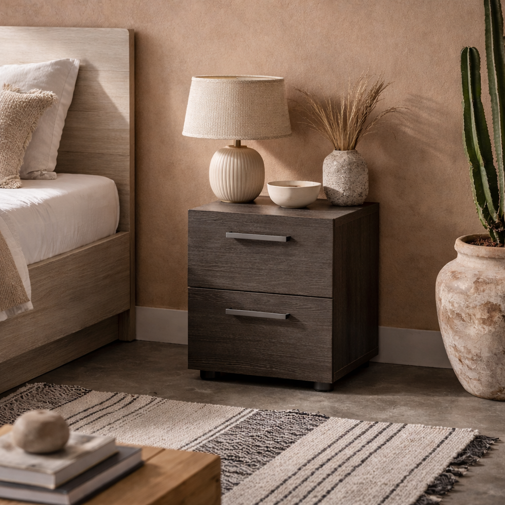 Havdrup Rovere Gessato Dark Oak Bedside Table 2 Drawers