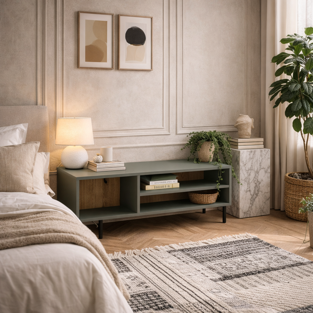 Spentrup Olive Green and Natural Oak Wood Coffee Table