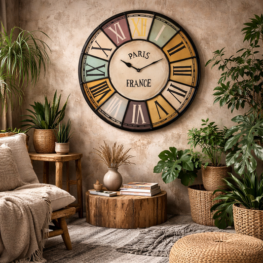Inari Large Industrial Metal Wall Clock Colour Numbers