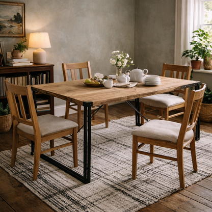 Toivakka Industrial Reclaimed Wood and Metal Dining Table
