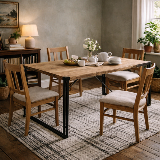 Toivakka Industrial Reclaimed Wood and Metal Dining Table