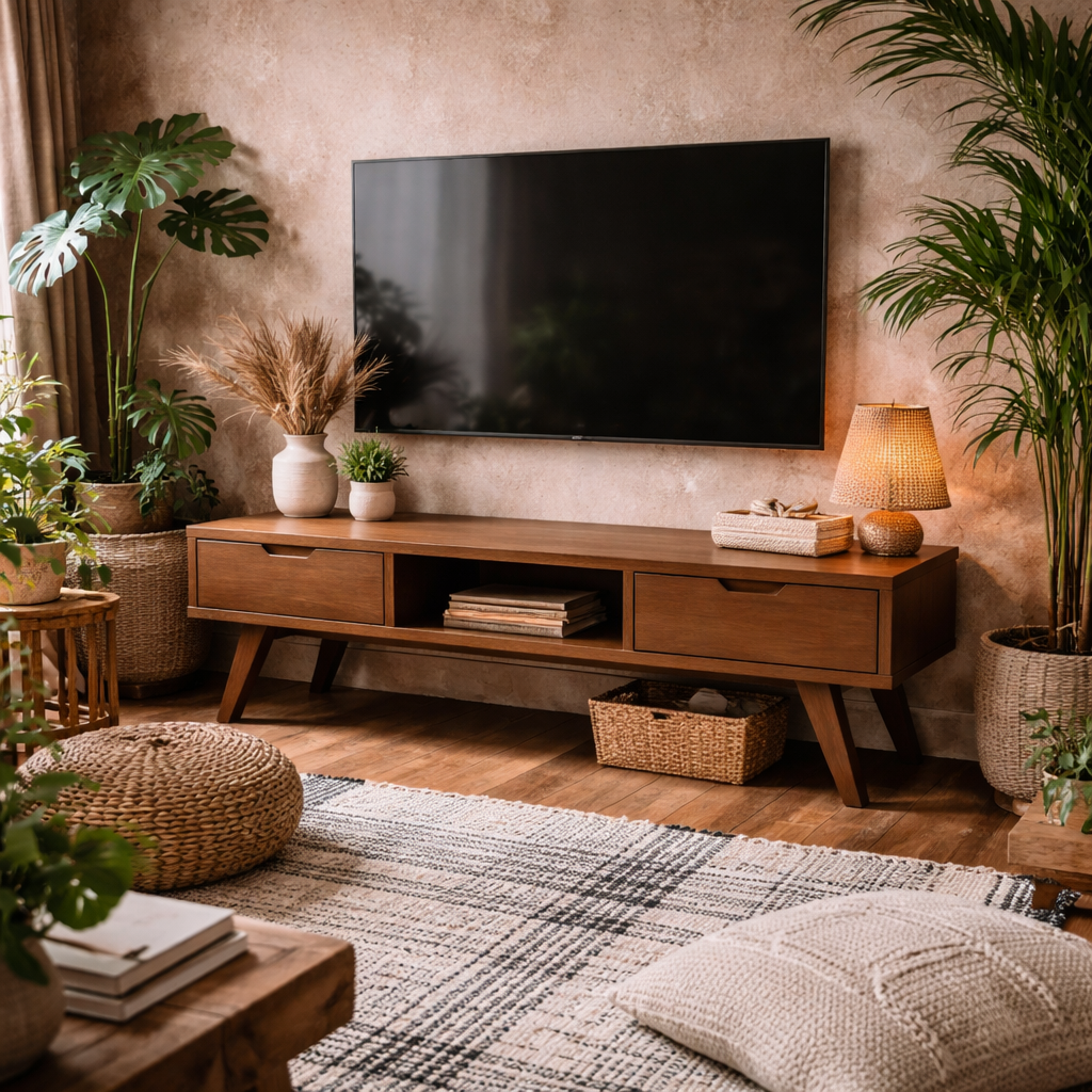 Jyvaskyla Dark Oak Wood TV Unit 2 Drawers