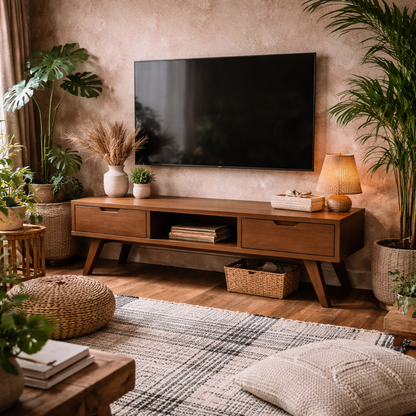 Jyvaskyla Dark Oak Wood TV Unit 2 Drawers