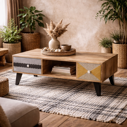 Kokkola 4 Drawer Reclaimed Wood Coffee Table